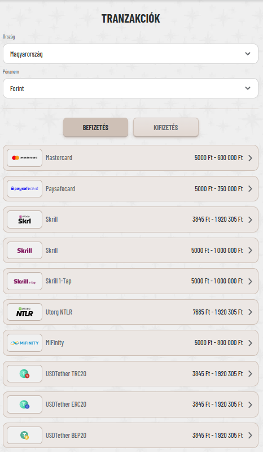 Fizetési módok a Wyns kaszinóban