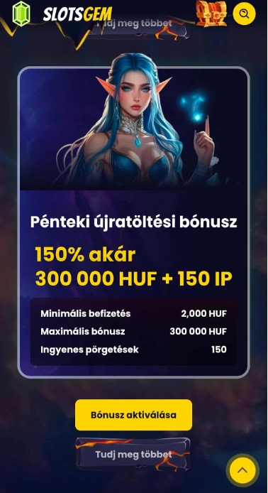 SlotsGem Pénteki Újratöltési Bónusz