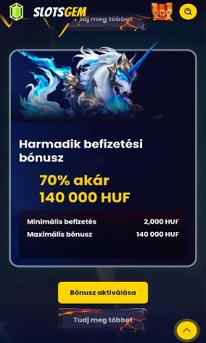 Slotsgem harmadik befizetési bo