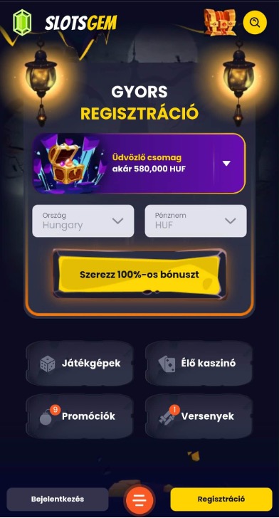 Slotsgem regisztráció