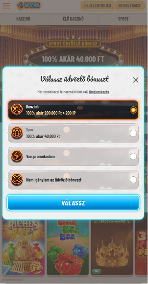 Wyns kaszinó bónuszválaszték