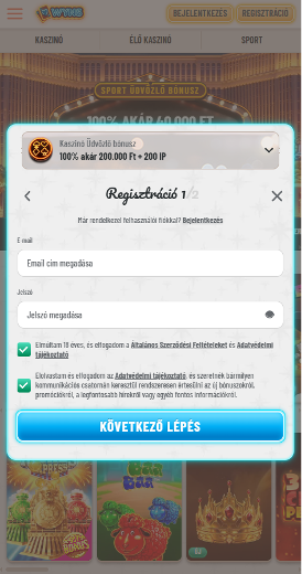 Wyns kaszinó regisztráció.